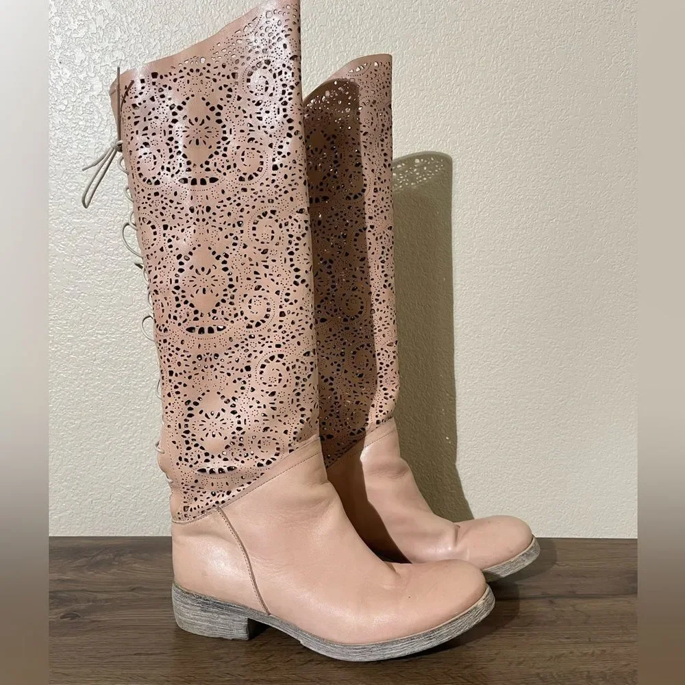 Sundance Pink Over the Knee Boots